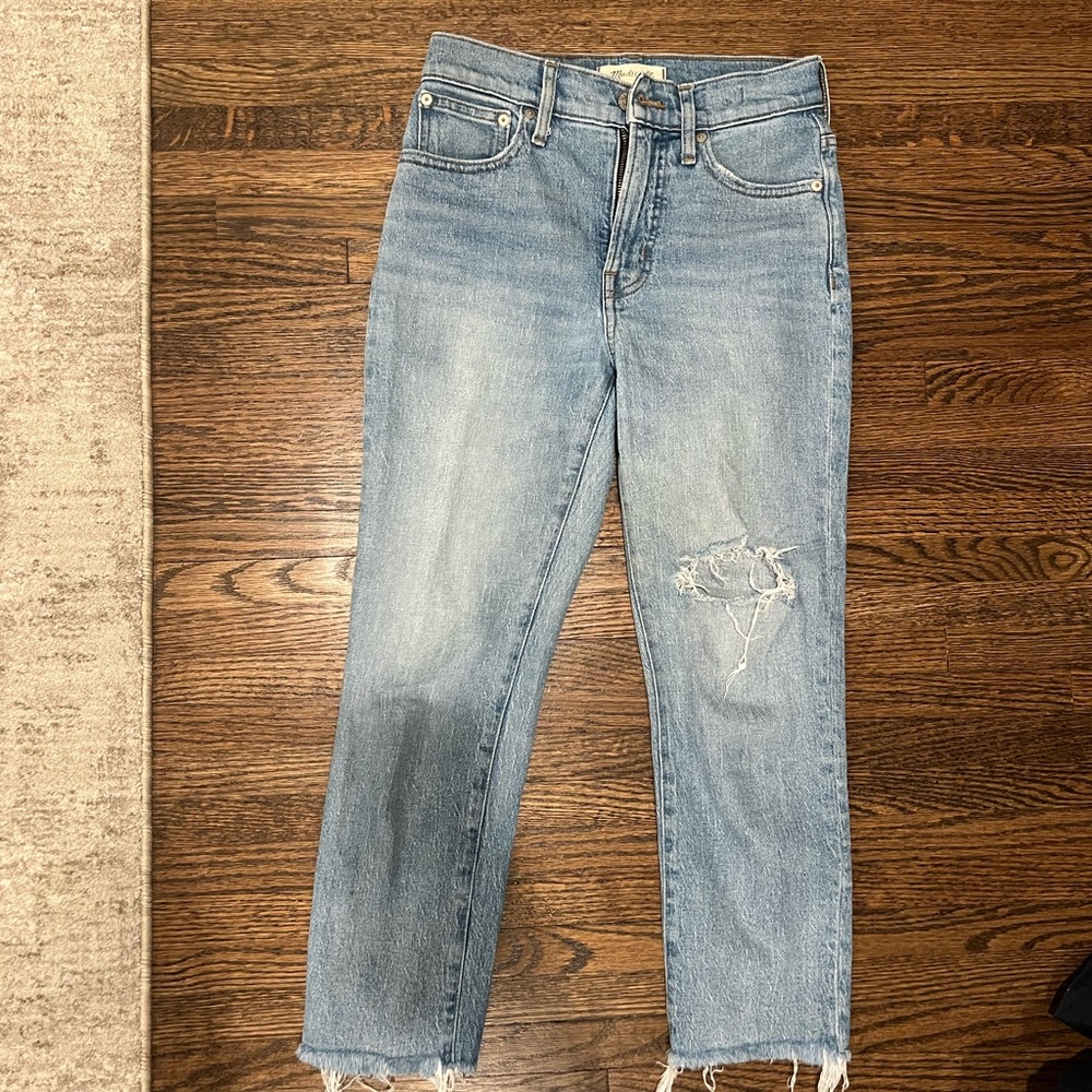 Madewell High Rise Distressed Blue Jeans